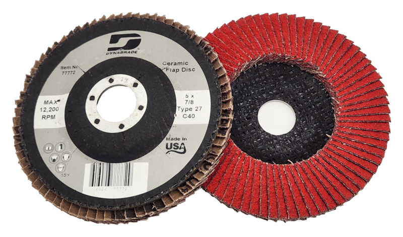 5" (127 mm) Dia. x 7/8" CH 40 Grit Type 27 Ceramic DynaCut Premium Flap Disc w/Fiberglass