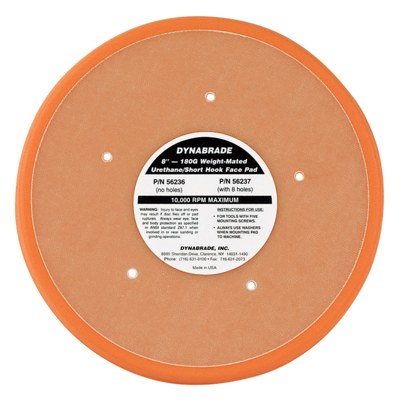 8" (203 mm) Dia. Non-Vacuum Disc Pad,  Hook-Face, Short Nap