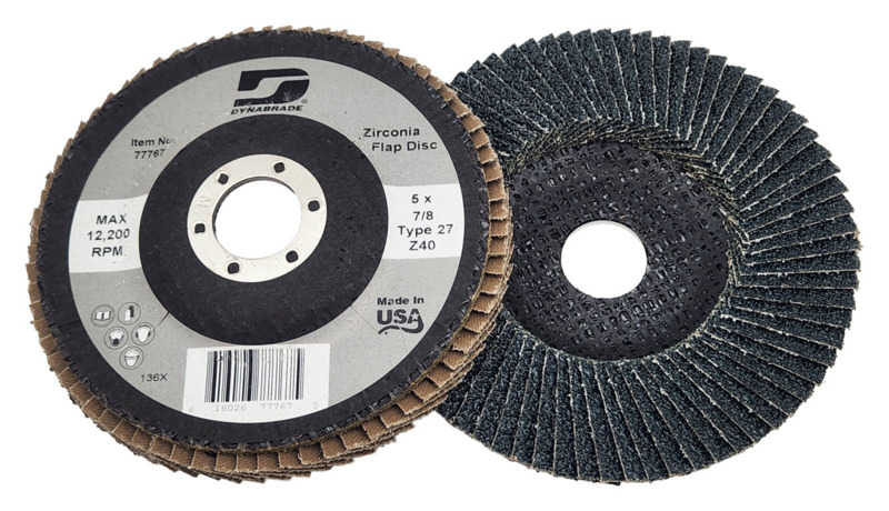 5" (127 mm) Dia. x 7/8" CH 40 Grit Z/A Type 27 DynaCut Flap Disc w/Fiberglass
