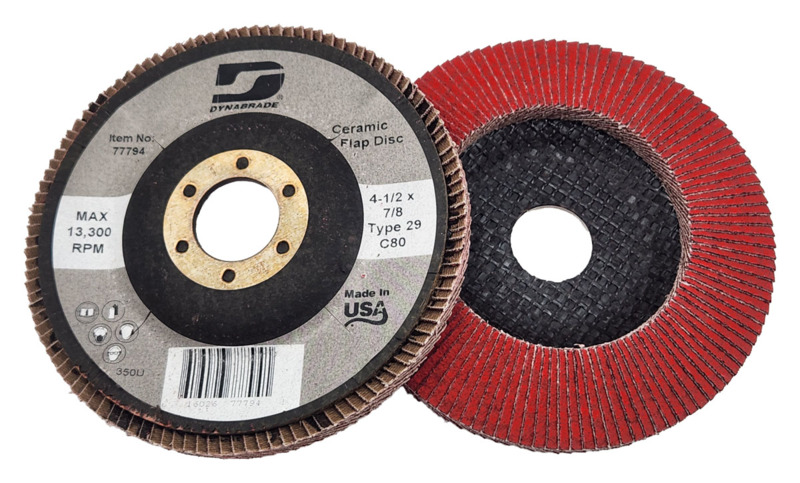 4-1/2" (114 mm) Dia. x 7/8" (22 mm) 80 Grit Type 29 DynaCut Ceramic Flap Disc