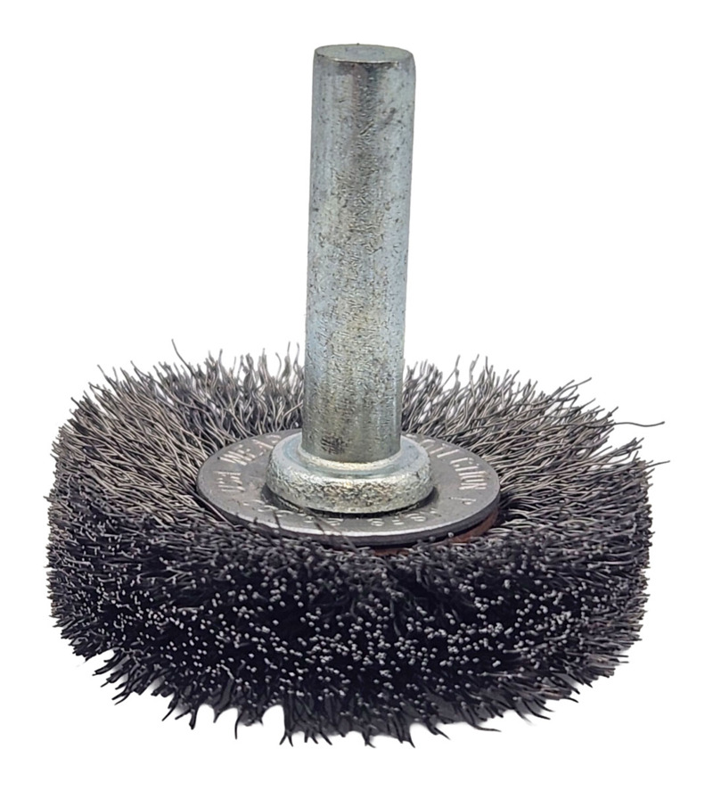 Crimped Wire Radial Wheel Brush 1-1/2" (38 mm) Dia. x .006 x 3/8" Steel
