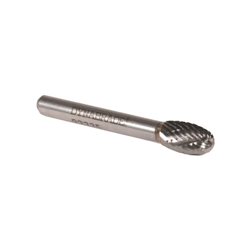 Carbide Burr, 3/8" (10 mm) Dia., SE-3 D/C Burr, Oval, 5/8" (16 mm) Flute L, 1/4" Shank