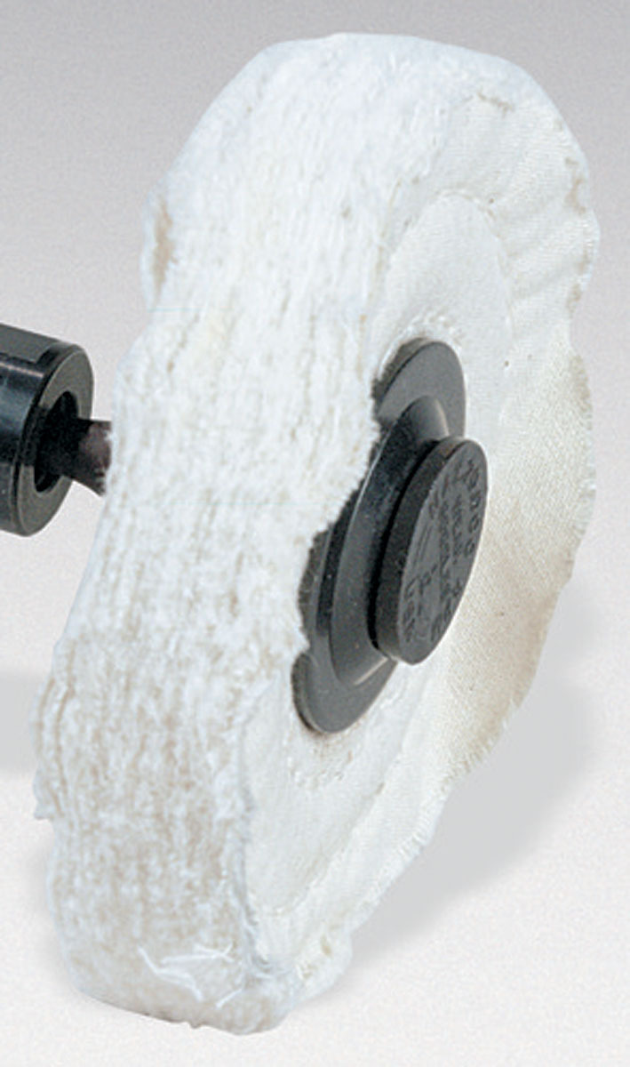 4" (102 mm) Dia. x 1/2" (13 mm) W x 3/4" (19 mm) Cotton Buff Wheel