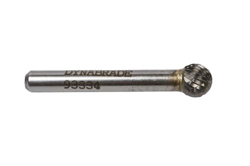 Carbide Burr, 3/8" (10 mm) Dia., SD-3 D/C Burr, Ball, 5/16" (8 mm) Flute L, 1/4" Shank
